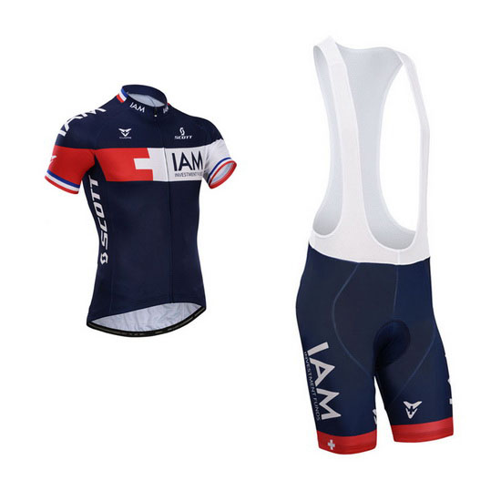 2015 Maillot iam Tirantes Mangas Cortas Azul